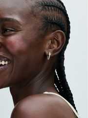 FINAL SALE - Treated Freshwater Cultured Pearl & Beads Hoop Earrings - Sterling silver