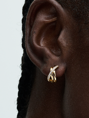 Crossover Pavé Hoop Earrings - 14k gold plating