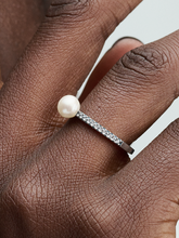 Treated Freshwater Cultured Pearl & Pavé Ring - Sterling silver