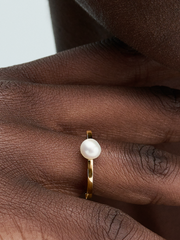 Treated Freshwater Cultured Pearl Ring - 14k gold plating