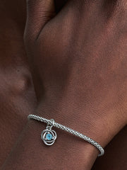 FINAL SALE - Sea Aqua Blue Eternity Circle Dangle Charm - Sterling silver