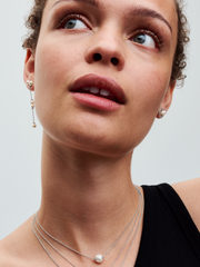 Treated Freshwater Cultured Pearl & Pavé Halo Stud Earrings - Sterling silver