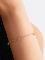 Pandora Era Bezel Lab-Grown Diamond Dangle Paperclip Chain Bracelet - 0.10 ct TW, 14k gold
