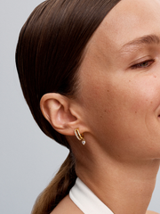 Dangling Heart Hoop Earrings - 14k gold plating