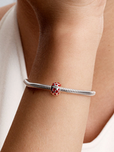Hearts Round Clip Charm - Sterling silver