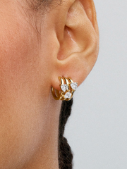 Triple Heart Hoop Earrings - 14k gold plating