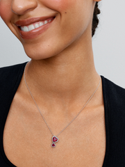 Red Halo Hearts Pendant Necklace - Sterling silver
