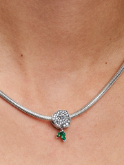 Sparkling Rose in Bloom Charm - Sterling silver