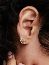 Sparkling Infinity Heart Stud Earrings - 14k gold plating