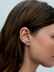 Organically Shaped Oval & Treated Freshwater Cultured Pearl Stud Earrings - 14k gold plating