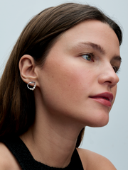Organically Shaped Circle & Treated Freshwater Cultured Pearls Stud Earrings - Sterling silver