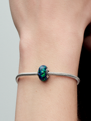 Opalescent Green Charm - Sterling silver