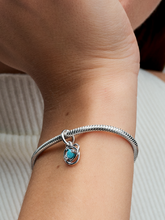 FINAL SALE - Turquoise Blue Eternity Circle Dangle Charm - Sterling silver