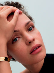 Organically Shaped Broad Open Bangle - 14k gold plating