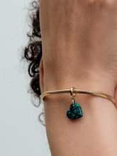 Opalescent Green Heart Dangle Charm - 14k gold plating