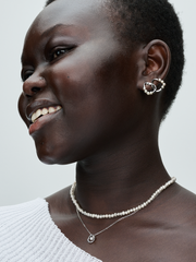Organically Shaped Circle & Treated Freshwater Cultured Pearls Stud Earrings - Sterling silver