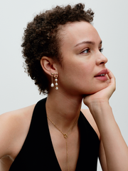 Organically Shaped Circle & Baroque Treated Freshwater Cultured Pearls Drop Earrings - 14k gold plating