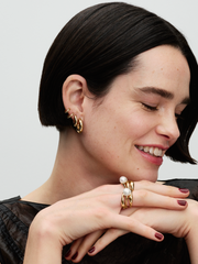 Round Hoop Earrings - 14k gold plating