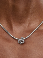 Pavé Infinity Knot Heart Charm - Sterling silver