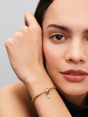 FINAL SALE - Treated Freshwater Cultured Pearl Ribbon Charm - 14k gold plating