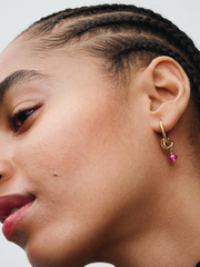 Pandora Moments Small Charm Hoop Earrings - 14k gold plating