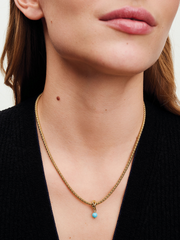 Turquoise Blue Eternity Circle Dangle Charm - 14k gold plating