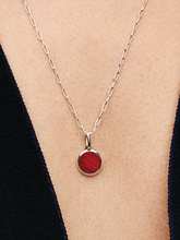 FINAL SALE - Red Murano Glass Engravable Mini Medallion Charm - Sterling silver