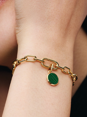 Green Engravable Mini Medallion Charm - 14k gold plating