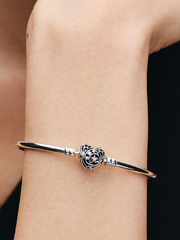 FINAL SALE - Celestial Heart Clasp Bangle - Sterling silver