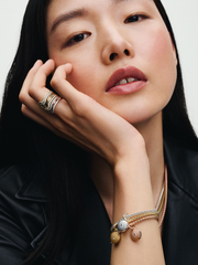Studded Chain Slider Bracelet - 14k rose gold plating
