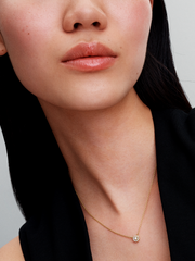 Round Pavé Halo Pendant Necklace - 14k gold plating