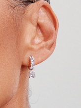 FINAL SALE - Pavé Dangle Hoop Earrings - Sterling silver