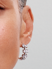 Sparkling Bow Row Hoop Earrings - Sterling silver