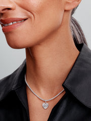 Engravable Love Heart Dangle Charm - Sterling silver