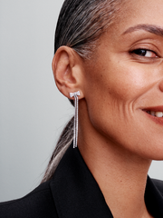 Pavé Bow Drop Earrings - Sterling silver