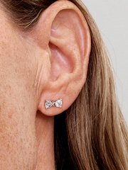 Sparkling Small Bow Stud Earrings - Sterling silver