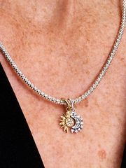Splittable Sun & Moon Dangle Charm - Sterling silver, 14k gold plating
