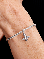 FINAL SALE - Sparkling Angel Dangle Charm - Sterling silver