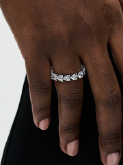 Band of Clear Hearts Ring - Sterling silver