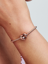 FINAL SALE - Radiant Heart & Floating Stone Charm - 14k rose gold plating