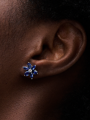 Sparkling Blue Herbarium Cluster Stud Earrings - Sterling silver
