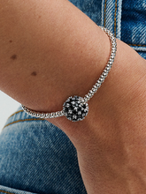 Sparkling Pavé Round Black Charm - Sterling silver