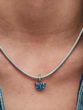 Blue Murano Glass Butterfly Dangle Charm - Sterling silver