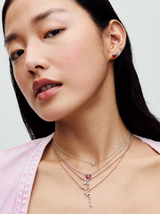 Red Heart Stud Earrings - Sterling silver