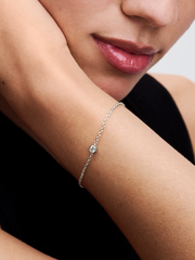 Pandora Era Bezel Sterling Silver Lab-grown Diamond Chain Bracelet - 0.15 ct TW, Sterling silver