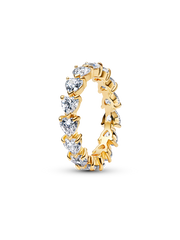 Band of Clear Hearts Ring - 14k gold plating