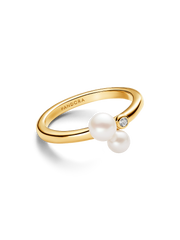 Duo Treated Freshwater Cultured Pearls Ring - 14k gold plating