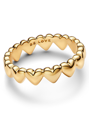 Row of Hearts Ring - 14k gold plating