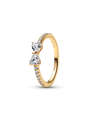 Sparkling Clear Bow Ring - 14k gold plating