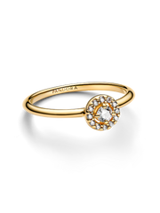 Round Pave Halo Ring - 14k gold plating